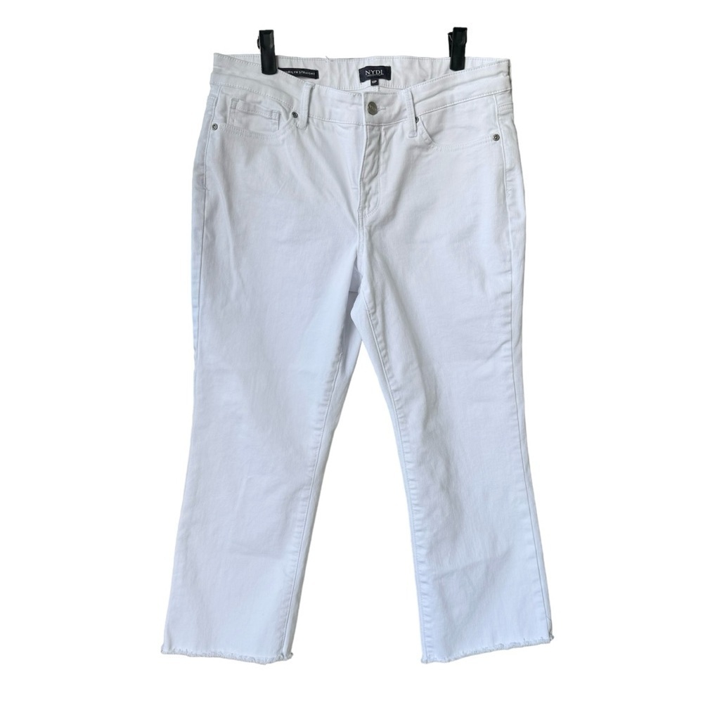 NYDJ White Women’s Jeans Marylin Straight size 10 raw edge